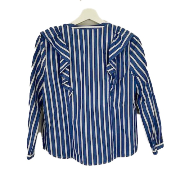 J. Crew Wide Stripe Ruffle Blouse - Picture 3 of 5